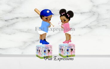 Fiat Expressions Baseball Sports Blue Pink Gender Reveal Centerpiece