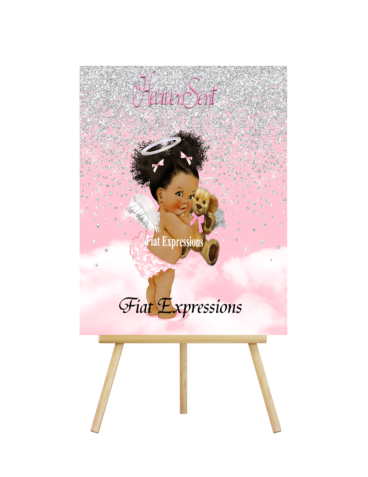 Fiat Expressions Heaven Sent Pink Silver Teddy Bear Poster Backdrop