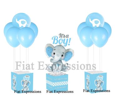 Fiat Expressions Elephant Blue White Dots Centerpiece Kit