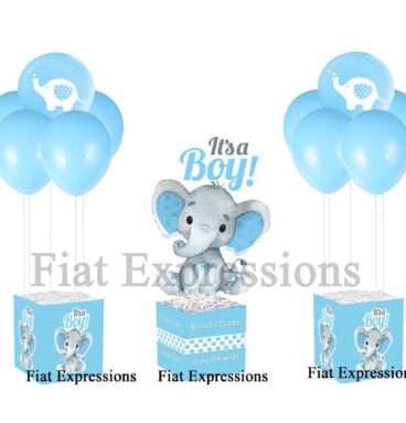 Fiat Expressions Elephant Blue White Dots Centerpiece Kit