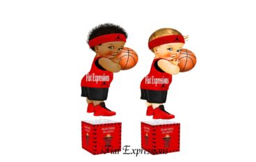 Basketball Sports Red Black Baby Centerpiece