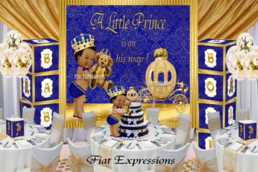 Prince Teddy Bear Royal Blue Gold Grand Baby Shower Kit