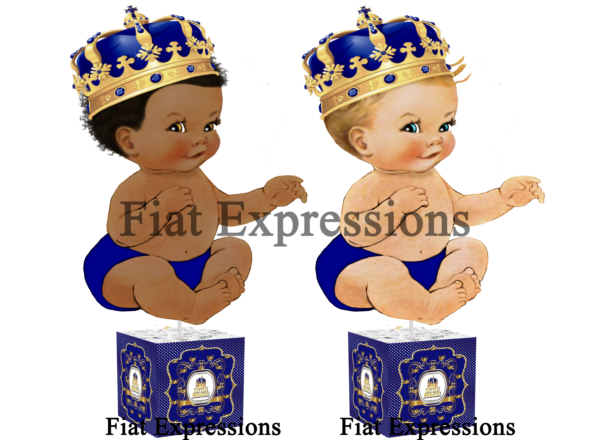 Prince Royal Blue Gold Mini Baby Centerpiece