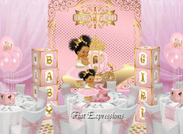 Princess Coach Teddy Bear Pink Gold Dots Petite Baby Shower Kit