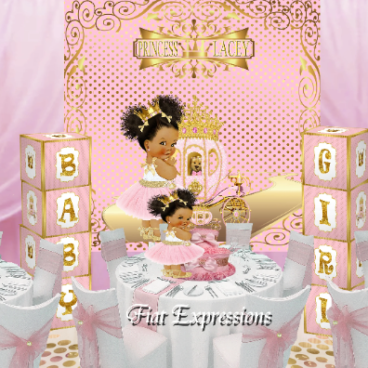 Pink Gold Baby Shower Decorations Girl Kit, Royal Princess Baby Shower –  Studio 118