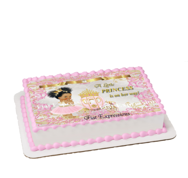 Princess Coach Pink Baby Shower Edible Cake Image