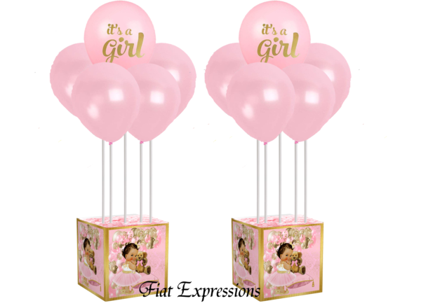 It's a Girl Bear Paisley Pink Gold Balloon Bouquet