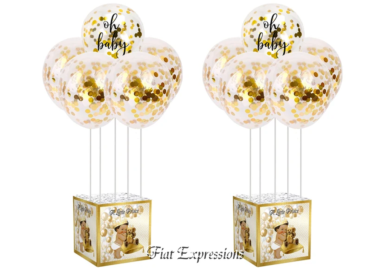 Prince Teddy Bear White Gold Balloon Bouquet
