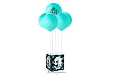 Breakfast at Tiffany's Rose Turquoise Black Baby Shower Balloon Bouquet