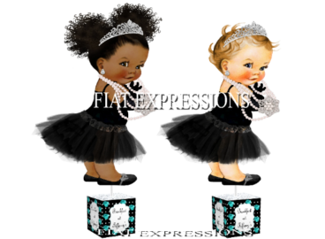 Breakfast at Tiffany's Rose Turquoise Black Baby Shower Centerpiece