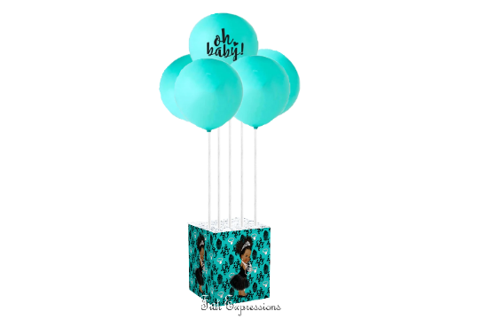 Breakfast at Tiffany's Turquoise Black Baby Shower Balloon Bouquet