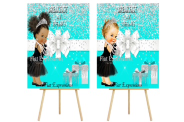Breakfast at Tiffany's Turquoise White Bow Baby Shower Backdrop