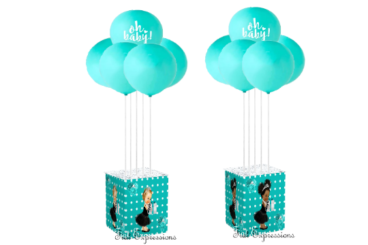 Breakfast at Tiffany's Turquoise White Baby Shower Balloon Bouquet