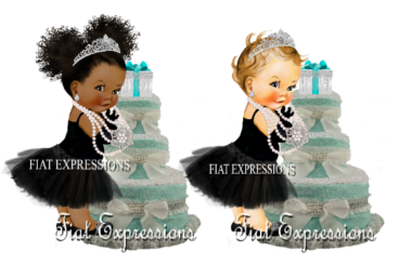 Breakfast at Tiffany's Turquoise Silver Paisley 3 Tier Diaper Cake
