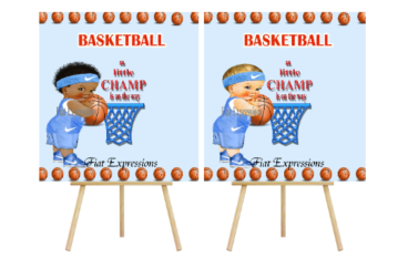 Basketball Blue Orange Baby Shower Poster Backdrop