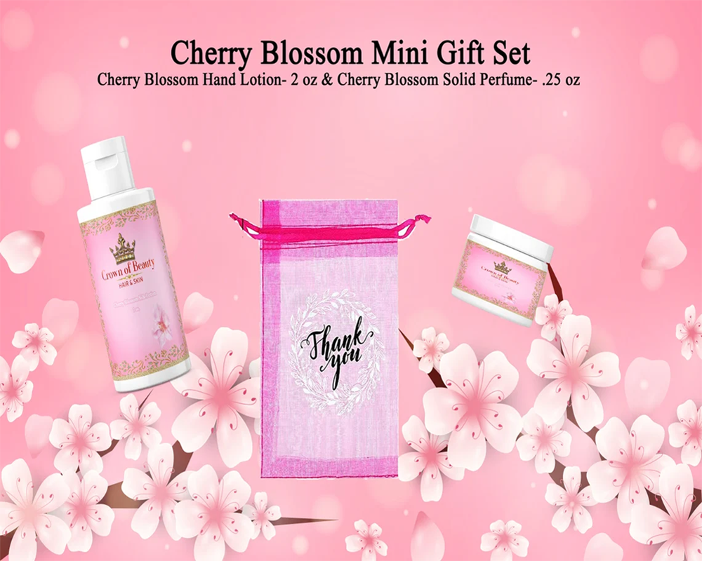 Cherry Blossom Lotion Solid Perfume Baby Shower Favor Set