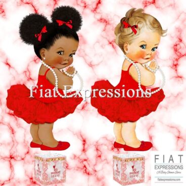 Sweetheart Red Gold Satin Baby Shower Centerpiece