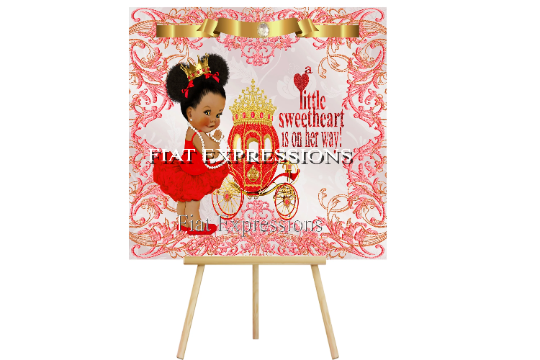 Sweetheart Red Gold Satin Baby Shower Poster Backdrop