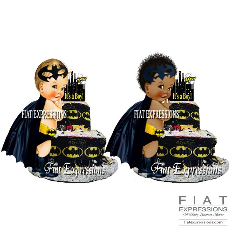Superhero Bat Boy Black Yellow Burp Cloth Diaper Cake