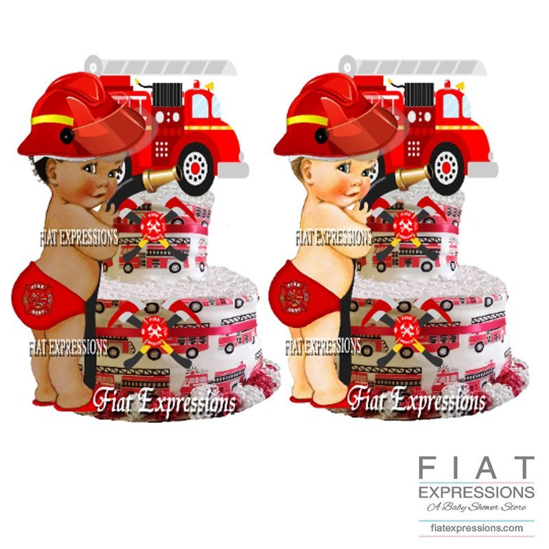Fire Truck Burp Cloth Diaper Cake