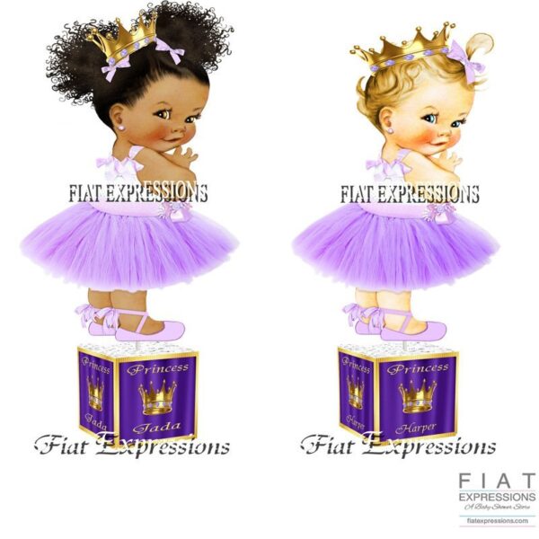 Princess Purple Gold Crown Baby Shower Centerpiece