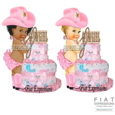 Cowgirl Pink Diaper Cake