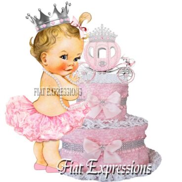 Princess Coach Pink Silver Paisley Burp Cloth Diaper Cake