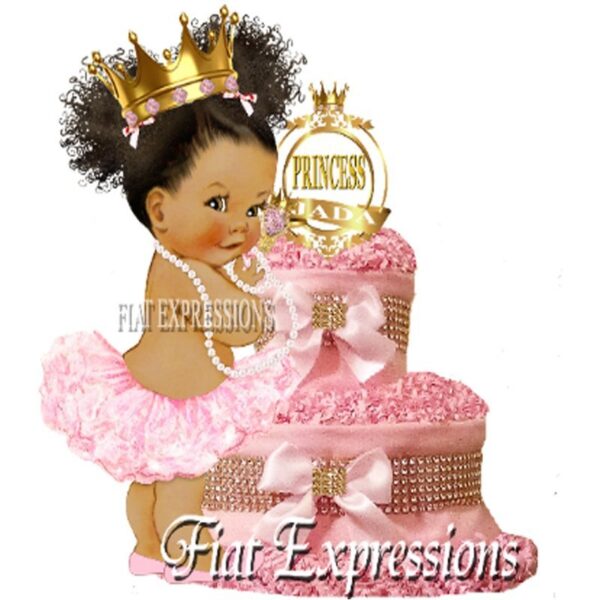 Princess Pink Gold Bling Burp Cloth Diaper Cake