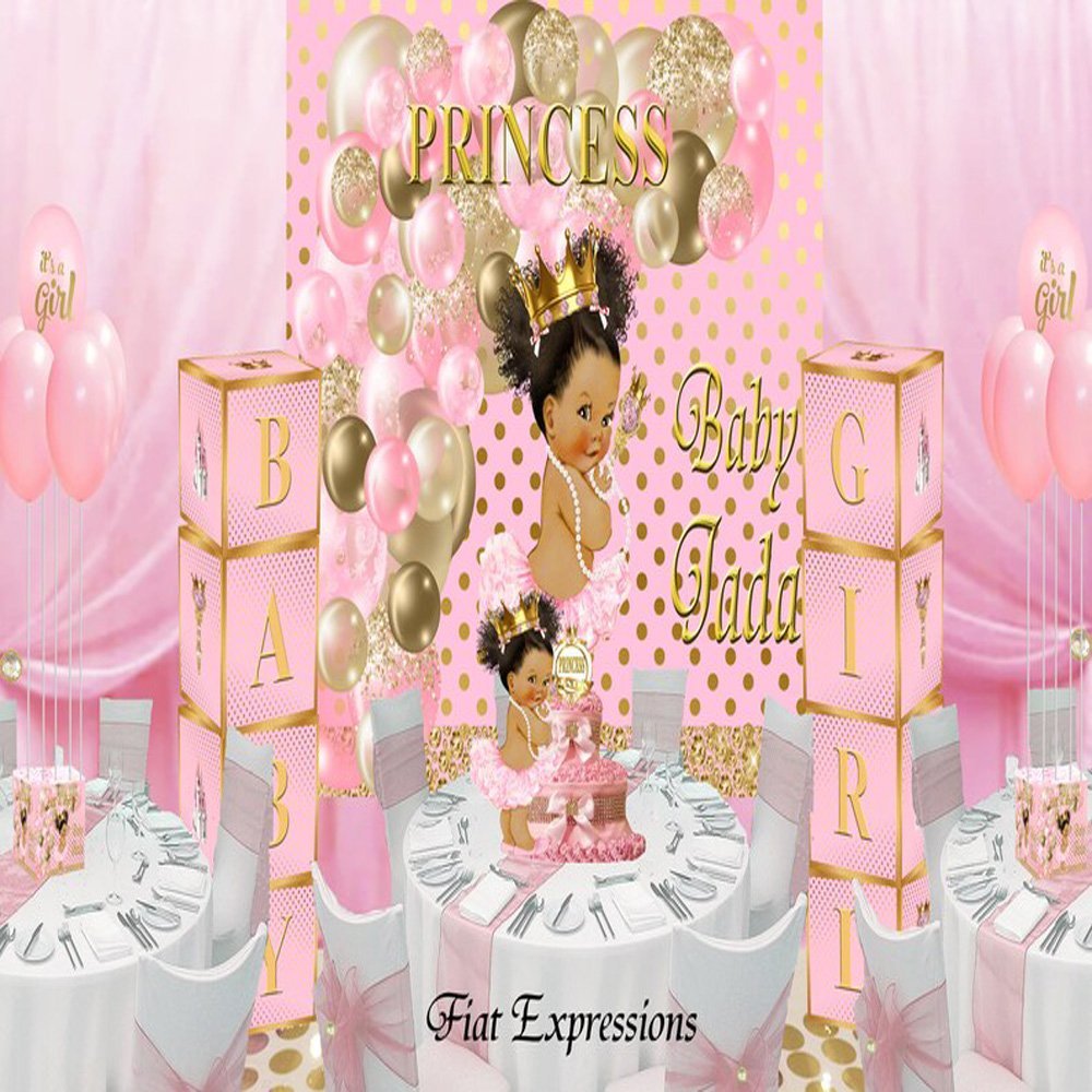 Princess Pink Gold Dots Petite Baby Shower Decorations Kit