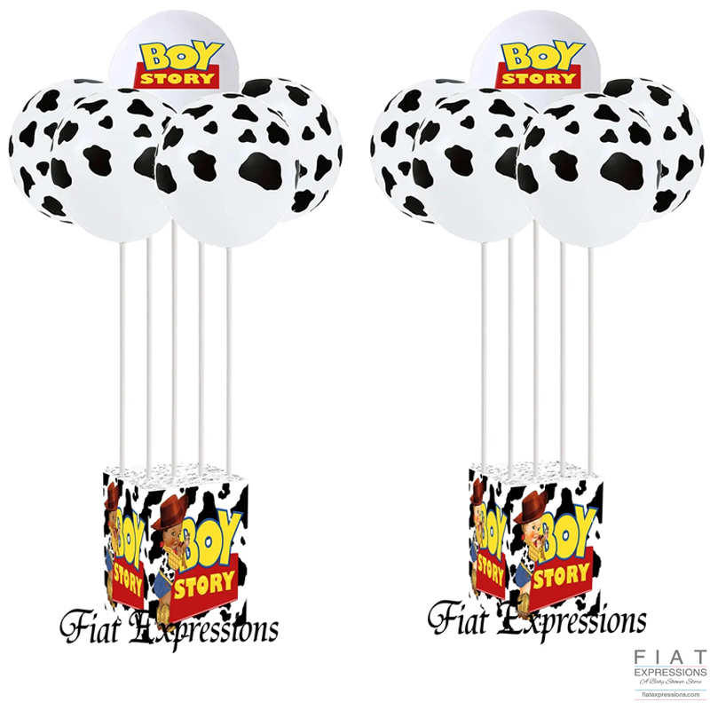 Boy Story Cow Spots Baby Shower Balloon Bouquet