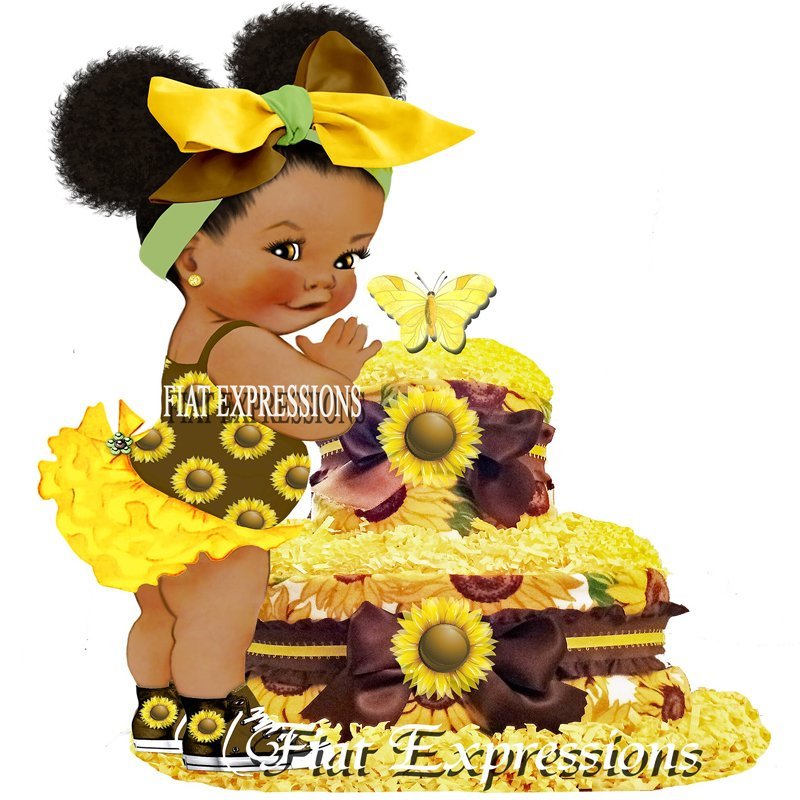 Sunflower Yellow Brown Burp Cloth Diaper Cake