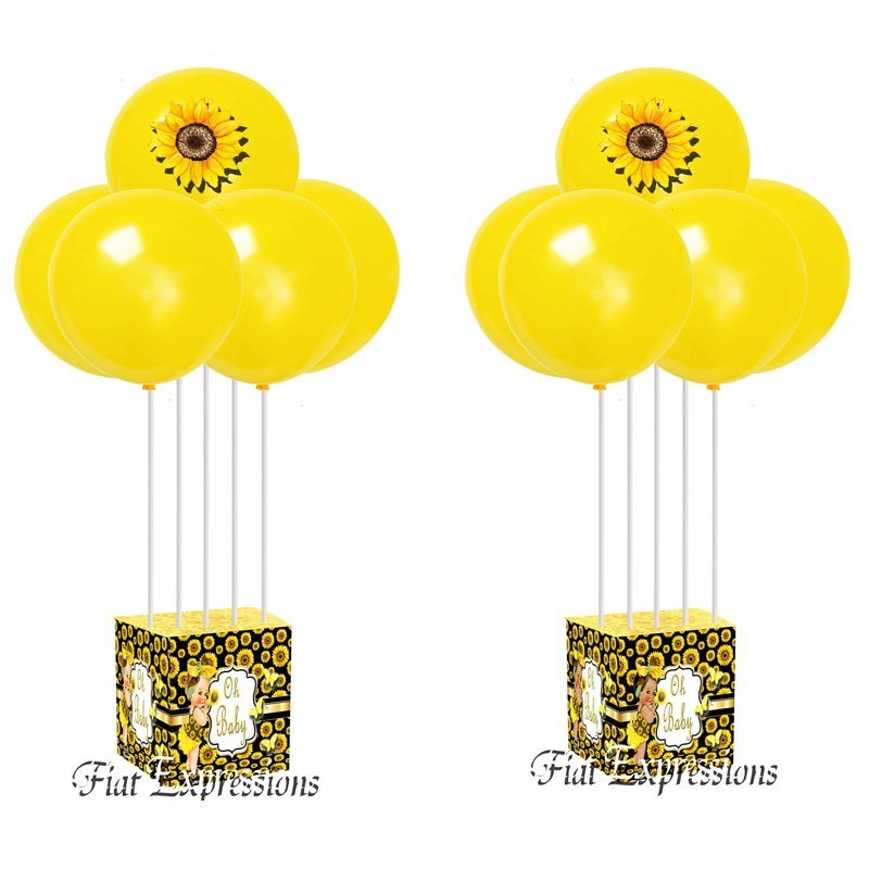 Sunflower Yellow Black Baby Shower Balloon Bouquet
