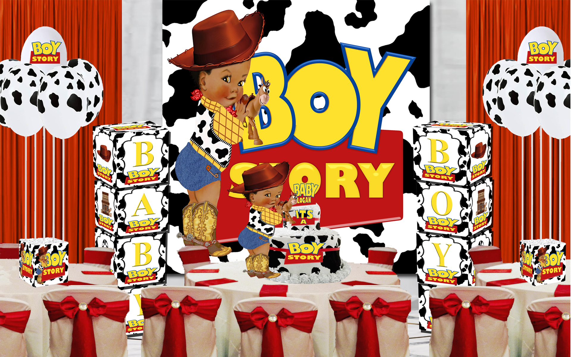 Boy Story Cow Spots Petite Baby Shower Kit
