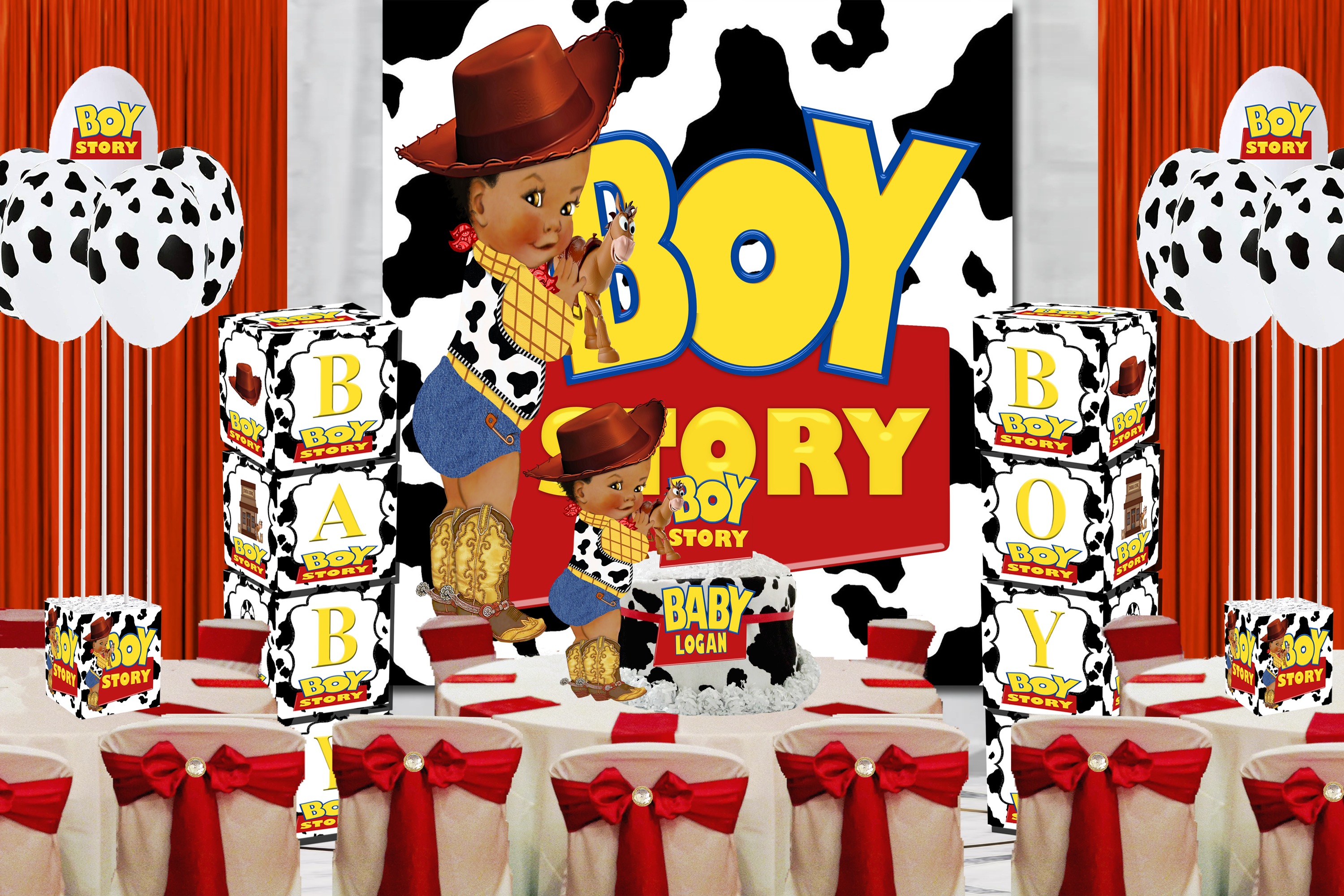 Boy Story Cow Spots Mini Baby Shower Kit
