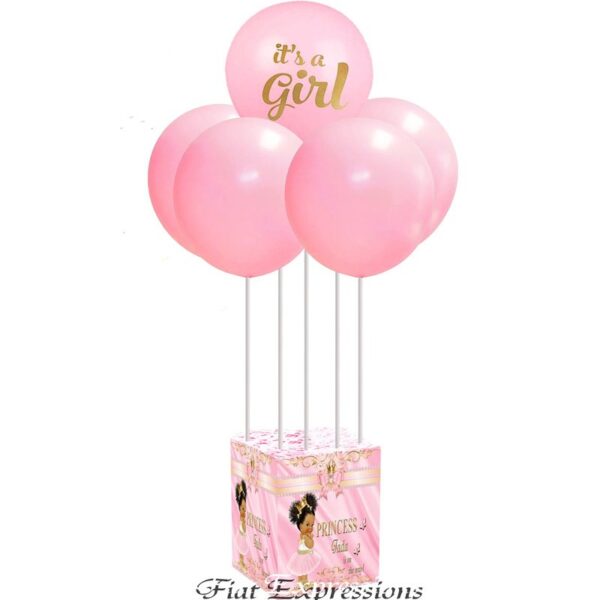 Princess Pink Gold Satin Baby Shower Balloon Bouquet