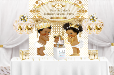 Royal White Gold Gender Reveal Party Kit