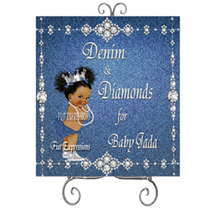 Denim Diamonds Bling Girl Baby Shower Backdrop Poster