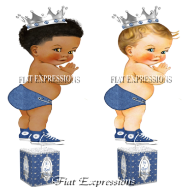 Denim Diamonds Crowns Boy Baby Shower Centerpiece