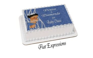 Denim Diamonds Boy Baby Shower Edible Cake Image