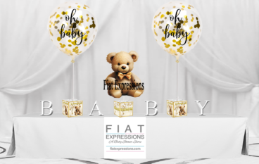 Teddy Bear Gold White Mini Baby Shower Centerpiece Set