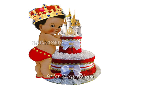 Prince Red Gold Crown Castle Coach Diaper Cake