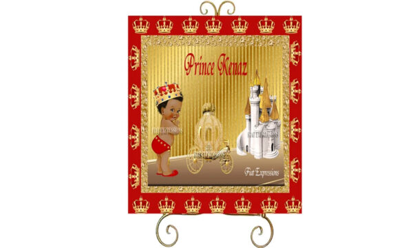 Prince Red Gold Crown Castle Coach Baby Shower Backdrop Poster