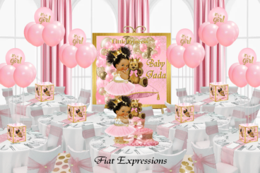 Princess Pink Gold with Teddy Bear Baby Shower Decorations Kit