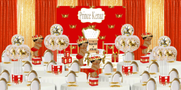 Prince Red Gold Crowns Baby Shower Centerpiece Set