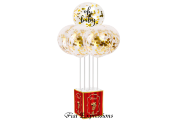 Prince Red Gold Satin Baby Shower Balloon Bouquet