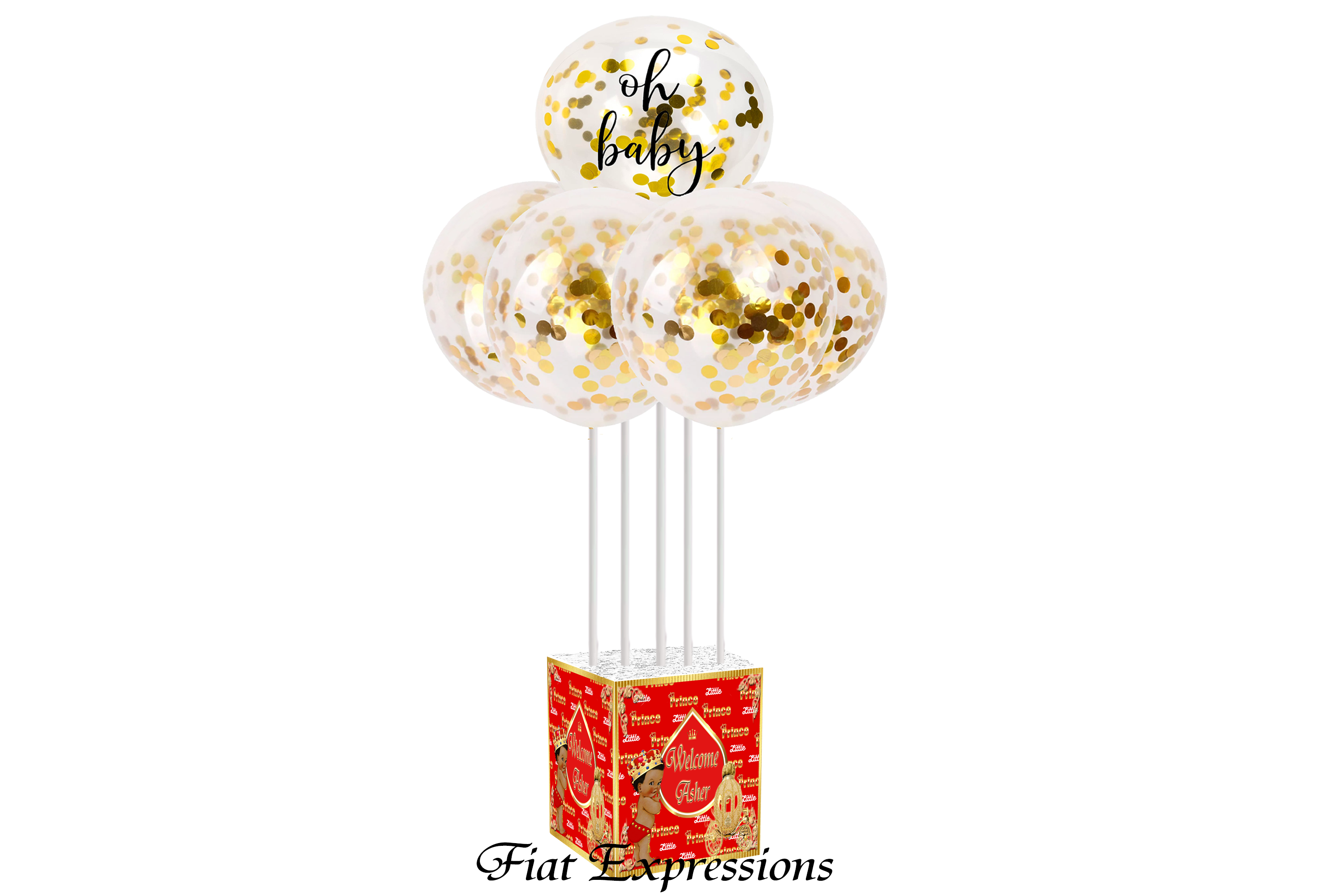 Prince Red Gold Quilt Baby Shower Balloon Bouquet